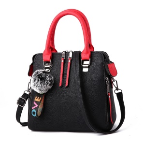 Sac à main pour femmes   en cuir avec motif litchi et pendentif
