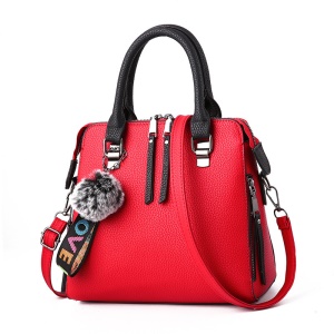 Sac à main pour femmes   en cuir avec motif litchi et pendentif