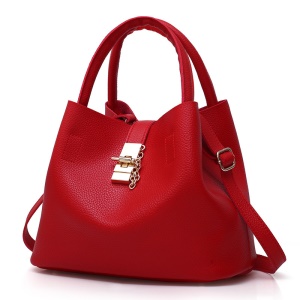 Sac à bandoulière pour femme motif litchi en cuir PU simple