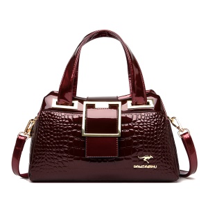 Sac à main  femme en cuir à motif crocodile et insigne Kangourou