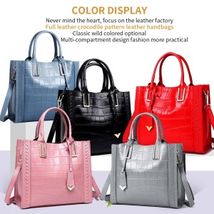 Sac à main en cuir de vache femme avec nylon intérieur et motif crocodile