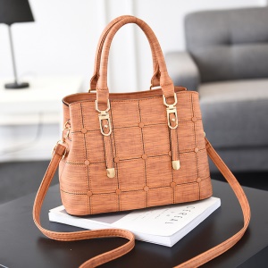 Sac à main en cuir avec rayures à carreaux