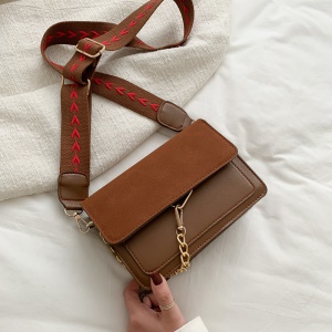 Sac à bandoulière pour femme en cuir PU simple et résistant au frottement