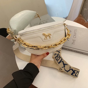 Sac à bandoulière pour femmes avec  motif crocodile, cuir PU et Accessoires de chaîne