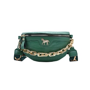 Sac à bandoulière pour femmes avec  motif crocodile, cuir PU et Accessoires de chaîne