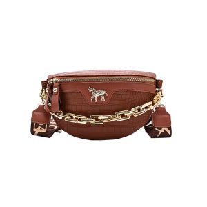 Sac à bandoulière pour femmes avec  motif crocodile, cuir PU et Accessoires de chaîne