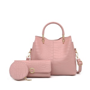 Ensemble de sac à main et porte-monnaie en cuir 3 pcs  avec motif de crocodile