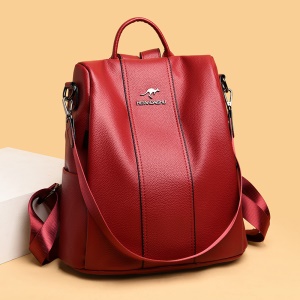 Sac à dos et bandoulière femme  en cuir avec logo en motif kangourou