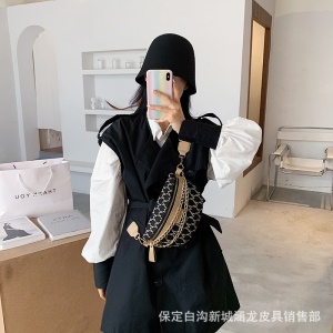 Sac à bandoulière pour femme en forme de coquille PU cuir M rayures
