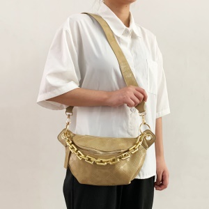 Sac à bandoulière pour femme en cuir avec stripe losange et Accessoires Chaîne
