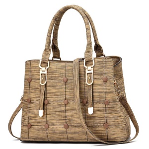 Sac à main en cuir avec rayures à carreaux