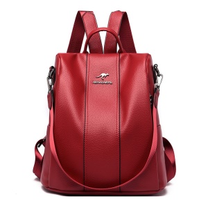 Sac à dos et bandoulière femme  en cuir avec logo en motif kangourou
