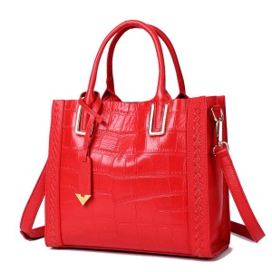 Sac à main en cuir de vache femme avec nylon intérieur et motif crocodile