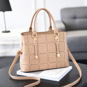 Sac à main en cuir avec rayures à carreaux
