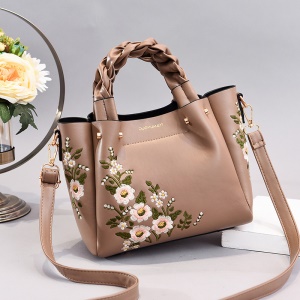 Sac à bandoulière en cuir  brodé lisse et facile à nettoyer