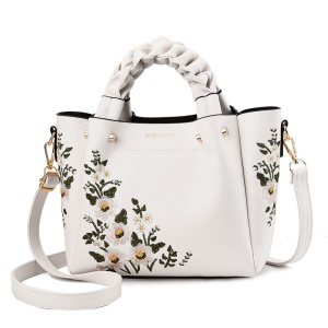 Sac à bandoulière en cuir  brodé lisse et facile à nettoyer
