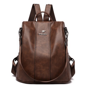Sac à dos et bandoulière femme  en cuir avec logo en motif kangourou