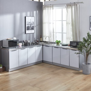 Évier rangement armoire tout-en-un en acier inoxydable