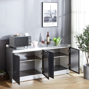Évier rangement armoire tout-en-un en acier inoxydable
