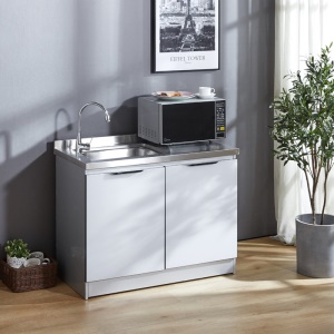 Évier rangement armoire tout-en-un en acier inoxydable