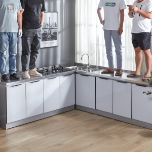 Évier rangement armoire tout-en-un en acier inoxydable