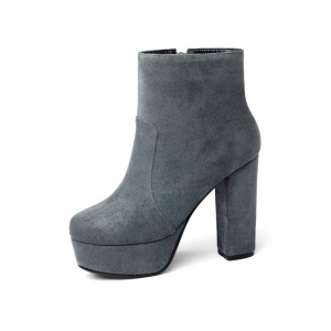 Bottines compensées à talon haut épais avec fermeture zip