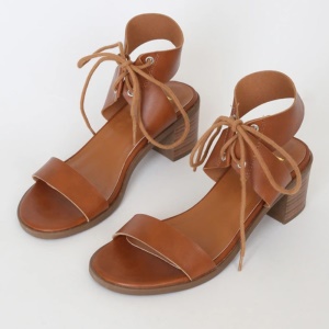 Sandales pour femmes avec talon épais en cuir PU artificiel