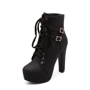 Bottes pour femmes à talon haut avec boucle de ceinture