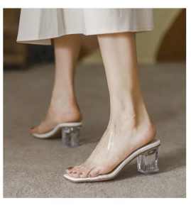 Talons hauts，transparent et epais pour femmes