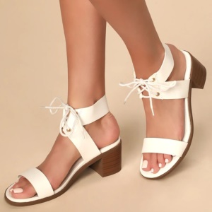 Sandales pour femmes avec talon épais en cuir PU artificiel