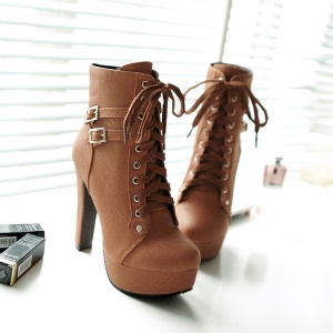 Bottes pour femmes à talon haut avec boucle de ceinture
