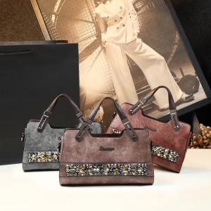 Sac à main pour femmes en cuir de vache avec diamant artificiel