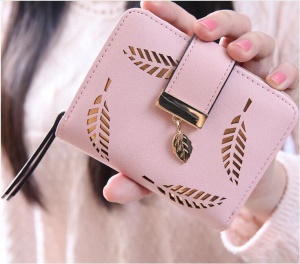 Portefeuille pour femme avec fermeture éclair et boucle courte