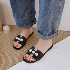 Babouche de sortir confortable pour femmes avec décorations de perles
