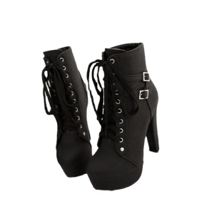 Bottes pour femmes à talon haut avec boucle de ceinture