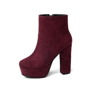 Bottines compensées à talon haut épais avec fermeture zip