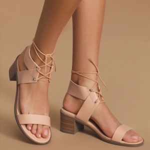 Sandales pour femmes avec talon épais en cuir PU artificiel