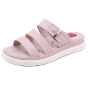 Pantoufles d'été en cuir souple pour femmes