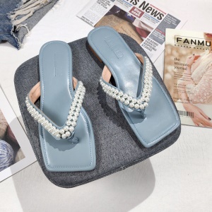Pantoufles en cuir  avec perles