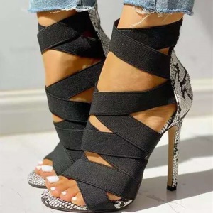 Sandales à Talons haut et fin pour femmes avec motif serpent