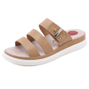 Pantoufles d'été en cuir souple pour femmes