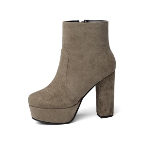 Bottines compensées à talon haut épais avec fermeture zip