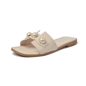 Babouche de sortir confortable pour femmes avec décorations de perles