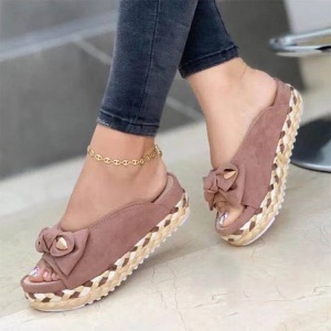 Sandales pour dames en tissu avec semelle en corde de chanvre et  nœud papillon