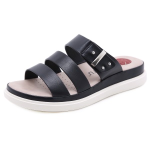 Pantoufles d'été en cuir souple pour femmes