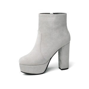 Bottines compensées à talon haut épais avec fermeture zip