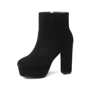 Bottines compensées à talon haut épais avec fermeture zip