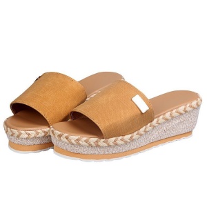 Babouche en cuir artificiel avec semelle compensée
