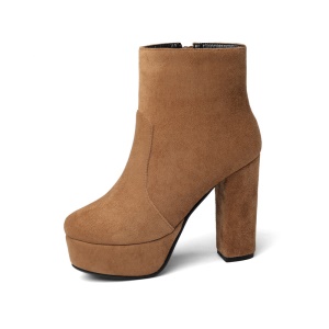 Bottines compensées à talon haut épais avec fermeture zip