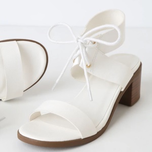 Sandales pour femmes avec talon épais en cuir PU artificiel